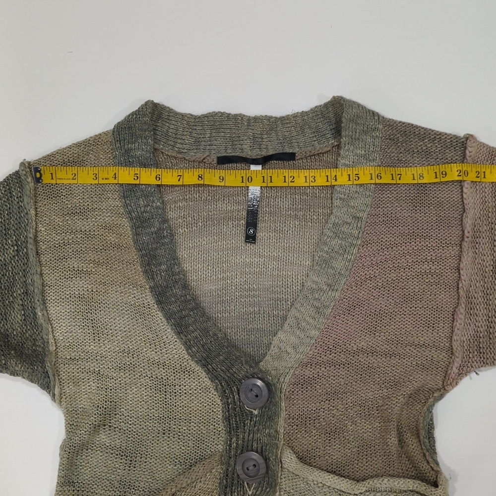 Kensie Pink Green Button Cardigan Chunky Knit - Women's Small Multicolor Heavy - Picture 13 of 16